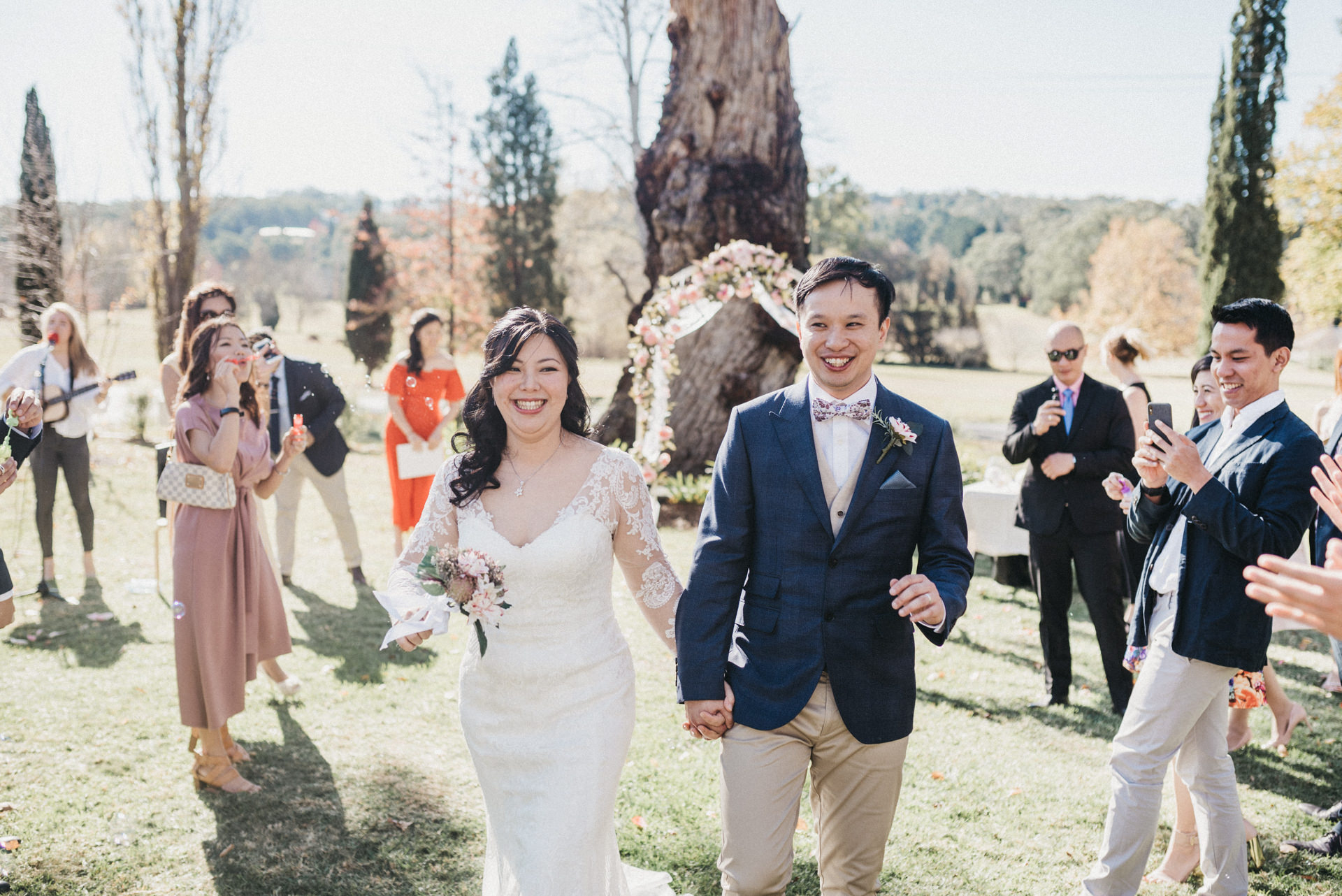 exit bride groom ceremony outdoors