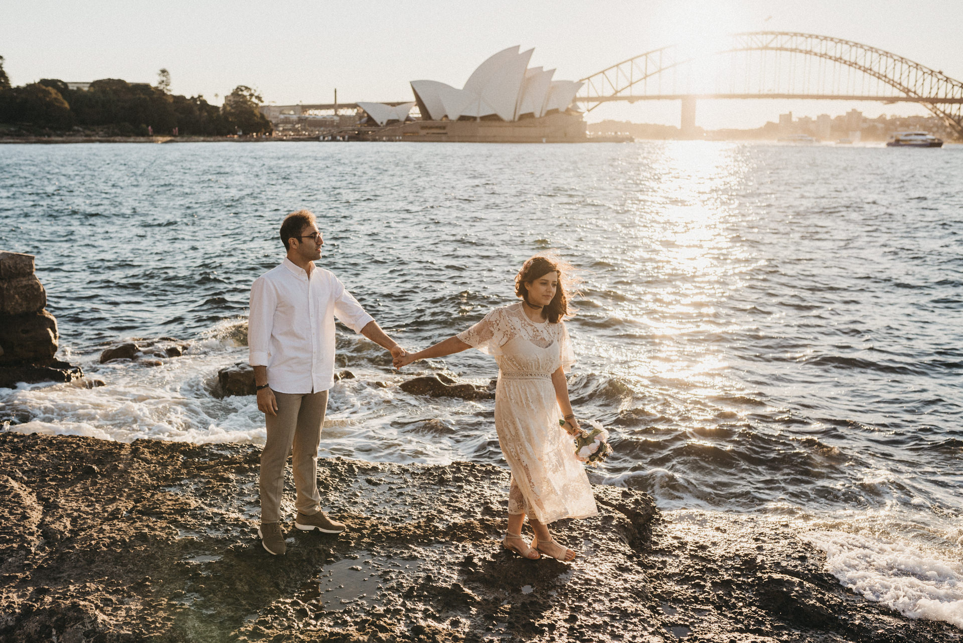 Mrs Macquarie's Chair engagement session sunset